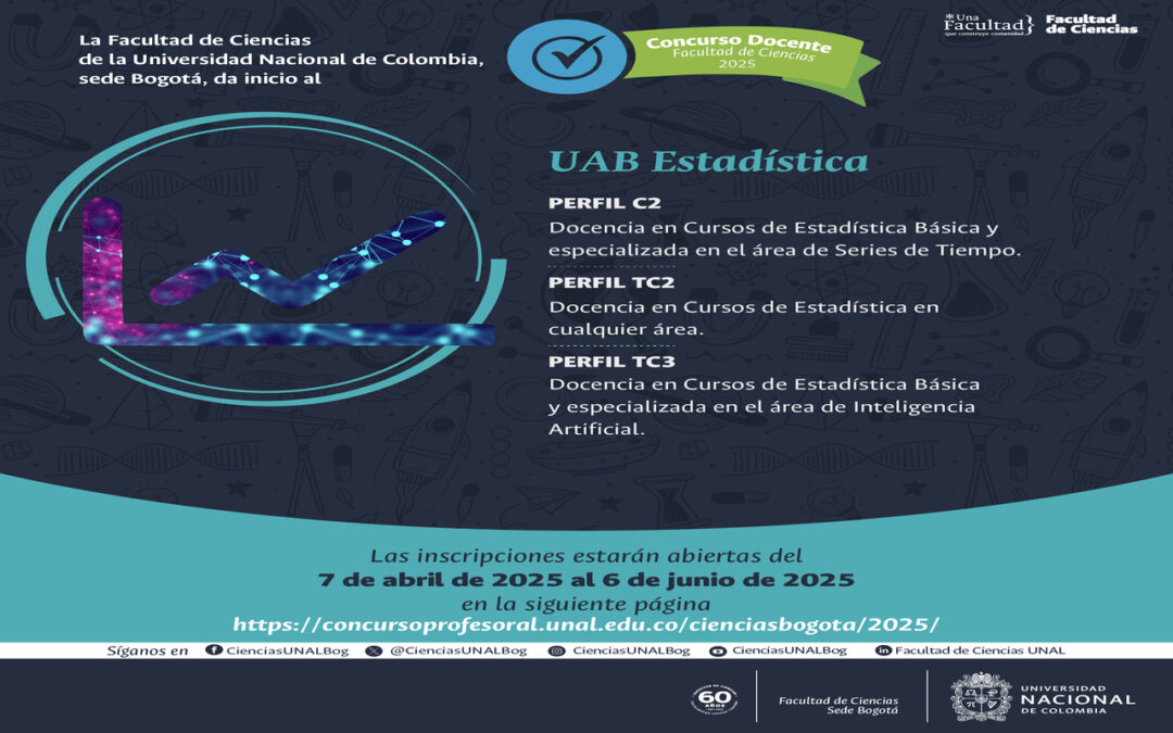 CONVOCATORIA CONCURSO DOCENTE 2025, DEPARTAMENTO DE ESTADÍSTICA, UNIVERSIDAD NACIONAL DE COLOMBIA, BOGOTÁ