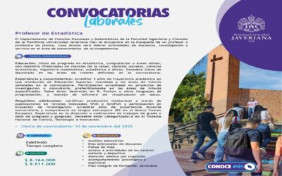 CONVOCATORIA DOCENTE – PONTIFICIA UNIVERSIDAD JAVERIANA CALI