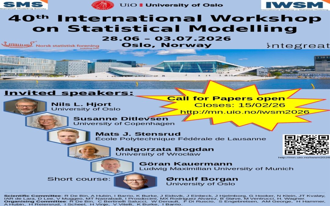CALL FOR PAPERS: 40th INTERNATIONAL WORKSHOP ON STATISTICAL MODELLING, OSLO, 28th JUNE – 3rd JULY 2026